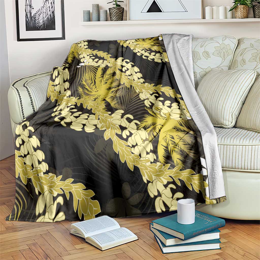Puakenikeni Maile Lei Blanket Frangipani Yellow Tropical Leaves