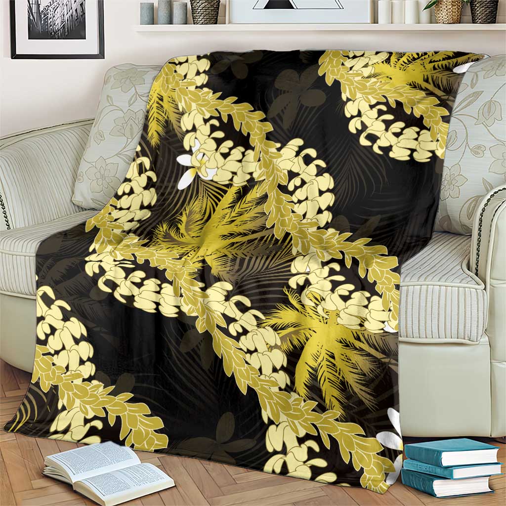 Puakenikeni Maile Lei Blanket Frangipani Yellow Tropical Leaves