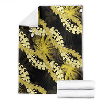 Puakenikeni Maile Lei Blanket Frangipani Yellow Tropical Leaves