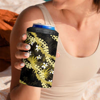 Puakenikeni Maile Lei 4 in 1 Can Cooler Tumbler Frangipani Yellow Tropical Leaves LT01 - Polynesian Pride