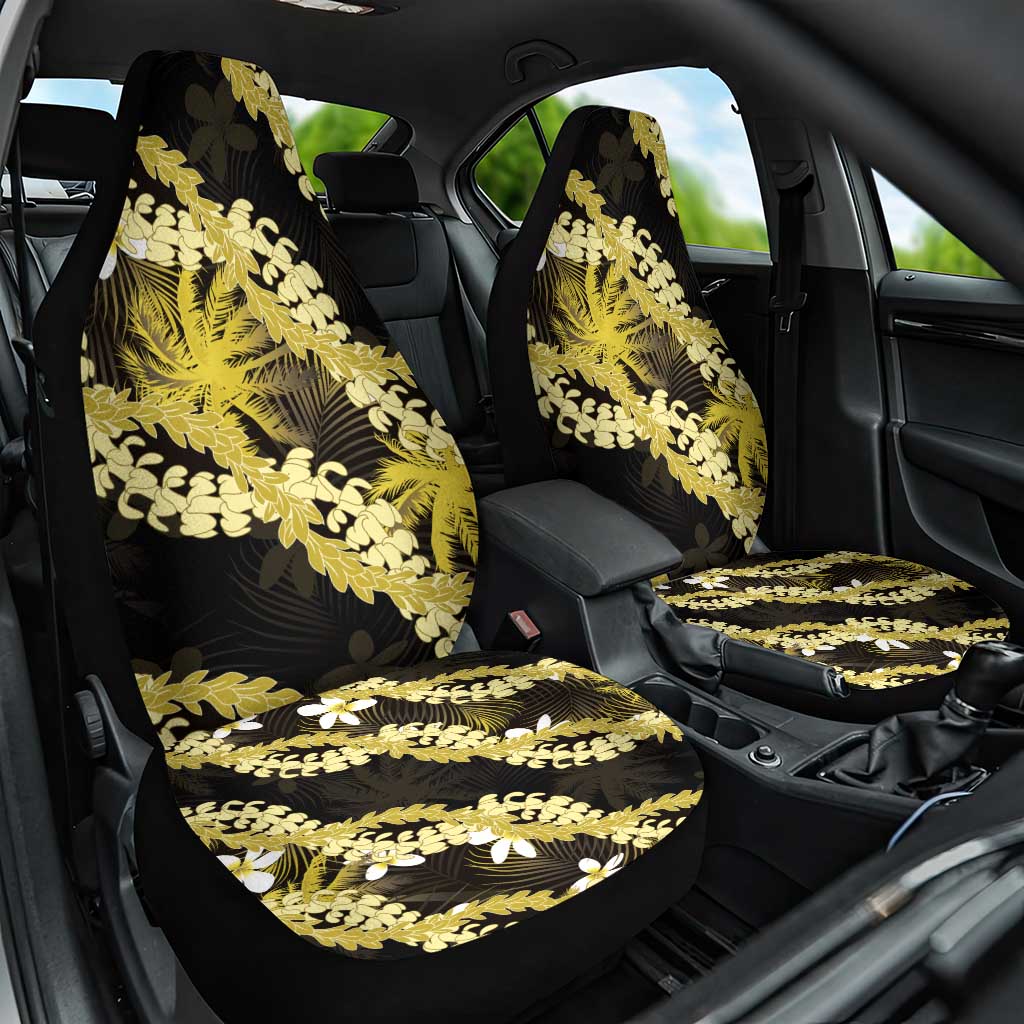 Puakenikeni Maile Lei Car Seat Cover Frangipani Yellow Tropical Leaves LT01 One Size Yellow - Polynesian Pride