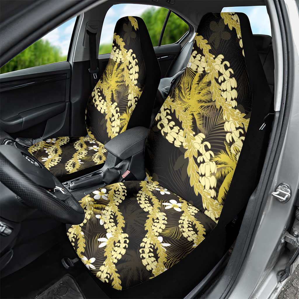 Puakenikeni Maile Lei Car Seat Cover Frangipani Yellow Tropical Leaves LT01 - Polynesian Pride