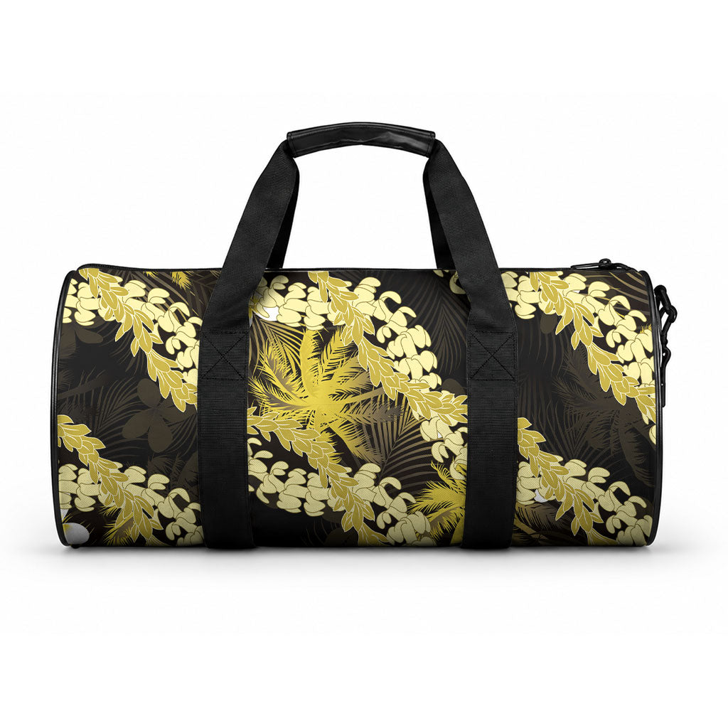 Puakenikeni Maile Lei Duffle Bag Frangipani Yellow Tropical Leaves LT01 One size Yellow - Polynesian Pride