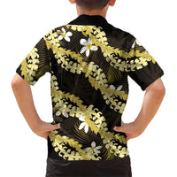 Puakenikeni Maile Lei Family Matching Mermaid Dress and Hawaiian Shirt Frangipani Yellow Tropical Leaves LT01 - Polynesian Pride