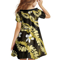 Puakenikeni Maile Lei Family Matching Puletasi and Hawaiian Shirt Frangipani Yellow Tropical Leaves LT01 - Polynesian Pride