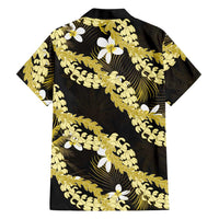 Puakenikeni Maile Lei Family Matching Tank Maxi Dress and Hawaiian Shirt Frangipani Yellow Tropical Leaves LT01 - Polynesian Pride
