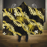 Puakenikeni Maile Lei Hooded Blanket Frangipani Yellow Tropical Leaves