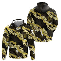 Puakenikeni Maile Lei Hoodie Frangipani Yellow Tropical Leaves