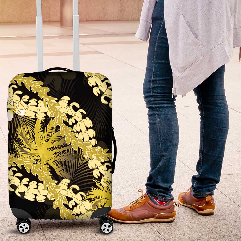 Puakenikeni Maile Lei Luggage Cover Frangipani Yellow Tropical Leaves LT01 Yellow - Polynesian Pride