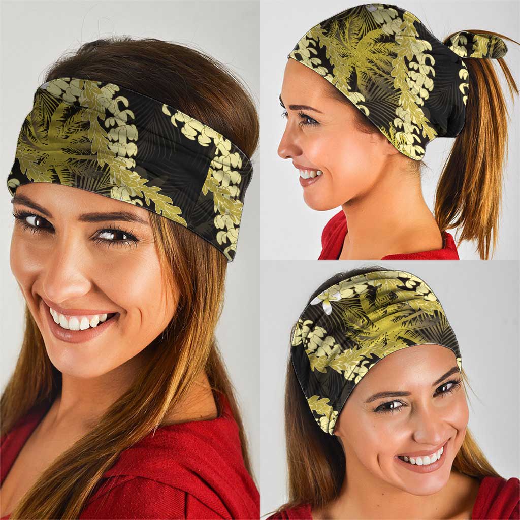 Puakenikeni Maile Lei Neck Gaiter Frangipani Yellow Tropical Leaves