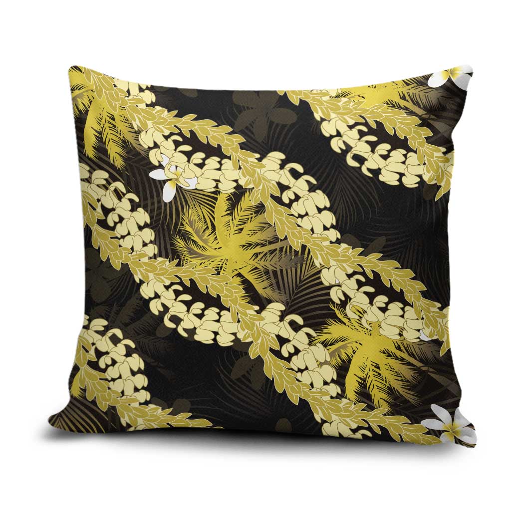 Puakenikeni Maile Lei Pillow Cover Frangipani Yellow Tropical Leaves LT01 Yellow - Polynesian Pride