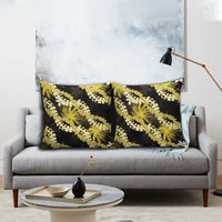 Puakenikeni Maile Lei Pillow Cover Frangipani Yellow Tropical Leaves LT01 - Polynesian Pride