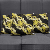 Puakenikeni Maile Lei Pillow Cover Frangipani Yellow Tropical Leaves LT01 - Polynesian Pride
