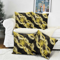 Puakenikeni Maile Lei Pillow Cover Frangipani Yellow Tropical Leaves LT01 - Polynesian Pride