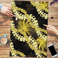 Puakenikeni Maile Lei Puzzle Frangipani Yellow Tropical Leaves