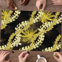 Puakenikeni Maile Lei Puzzle Frangipani Yellow Tropical Leaves