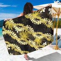 Puakenikeni Maile Lei Sarong Frangipani Yellow Tropical Leaves LT01 One Size 44 x 66 inches Yellow - Polynesian Pride