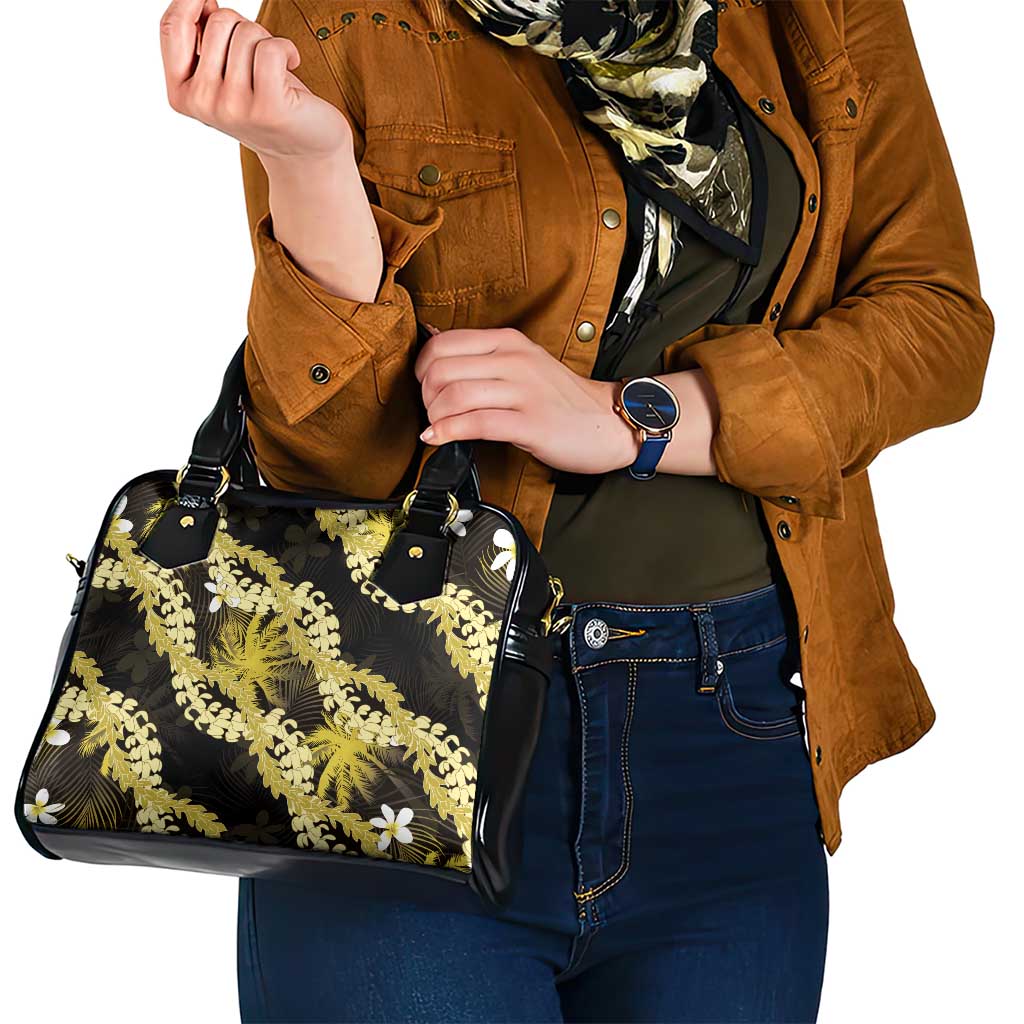 Puakenikeni Maile Lei Shoulder Handbag Frangipani Yellow Tropical Leaves