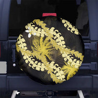 Puakenikeni Maile Lei Spare Tire Cover Frangipani Yellow Tropical Leaves LT01 No hole Yellow - Polynesian Pride