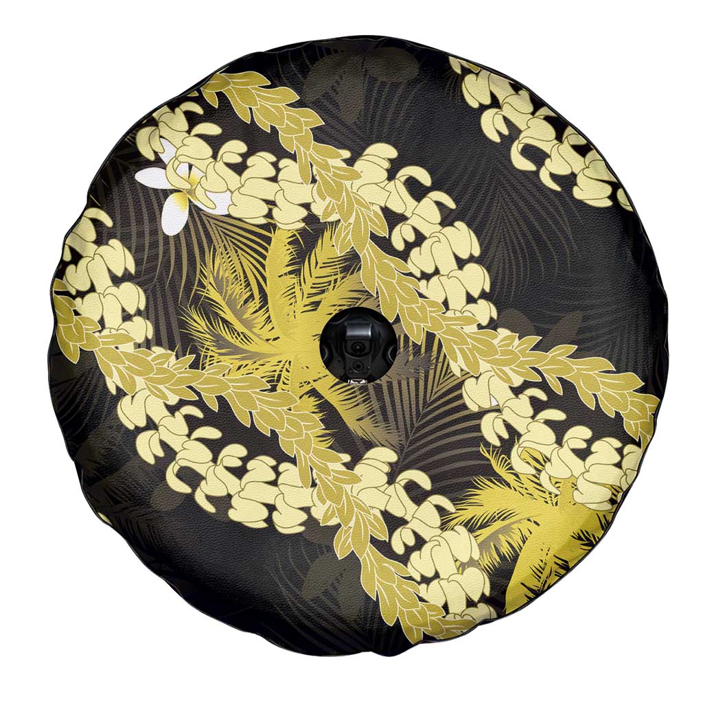 Puakenikeni Maile Lei Spare Tire Cover Frangipani Yellow Tropical Leaves LT01 - Polynesian Pride