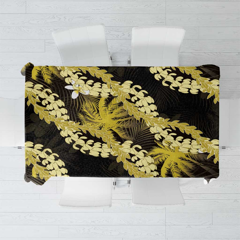 Puakenikeni Maile Lei Tablecloth Frangipani Yellow Tropical Leaves