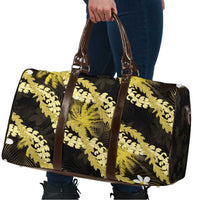 Puakenikeni Maile Lei Travel Bag Frangipani Yellow Tropical Leaves