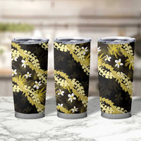 Puakenikeni Maile Lei Tumbler Cup Frangipani Yellow Tropical Leaves