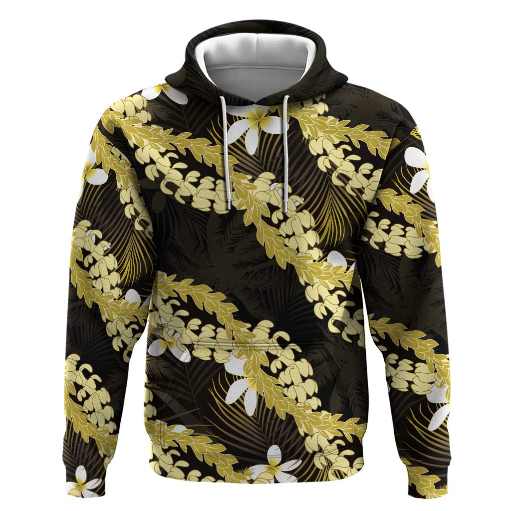 Puakenikeni Maile Lei Zip Hoodie Frangipani Yellow Tropical Leaves LT01 Pullover Hoodie Yellow - Polynesian Pride