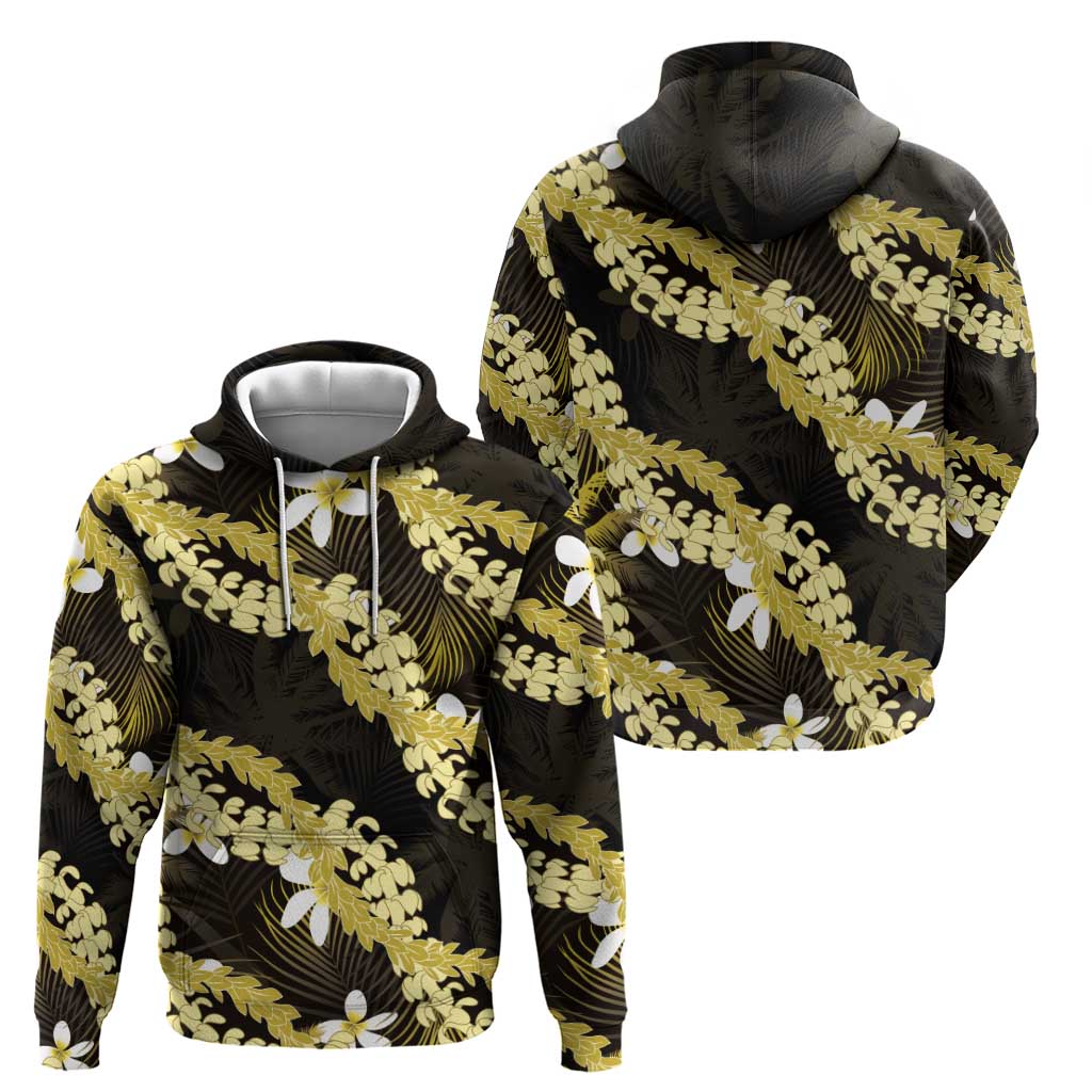 Puakenikeni Maile Lei Zip Hoodie Frangipani Yellow Tropical Leaves LT01 - Polynesian Pride
