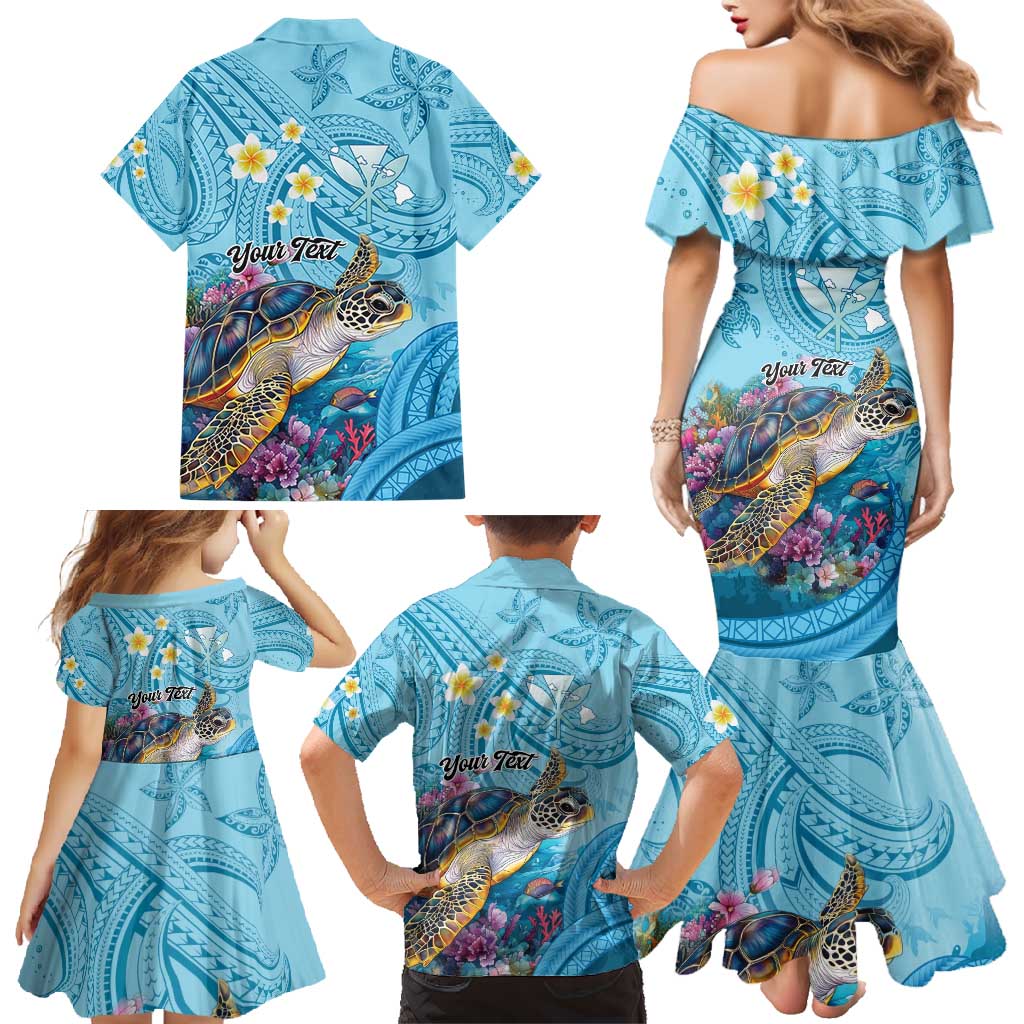 Personalized Hawaii Sea Turtle Family Matching Mermaid Dress and Hawaiian Shirt Hawaii Map Ocean Vibes LT01 - Polynesian Pride