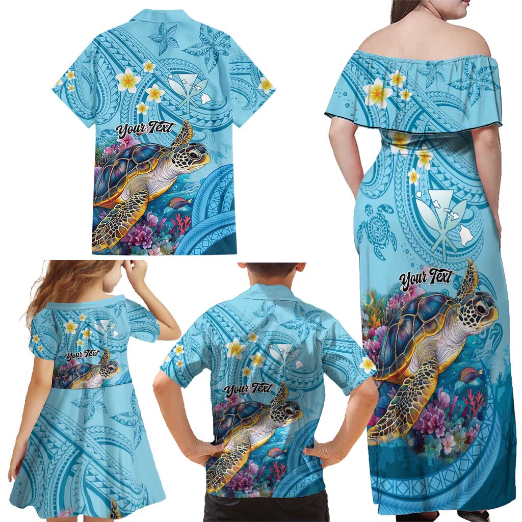 Personalized Hawaii Sea Turtle Family Matching Off Shoulder Maxi Dress and Hawaiian Shirt Hawaii Map Ocean Vibes LT01 - Polynesian Pride