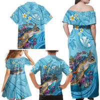 Personalized Hawaii Sea Turtle Family Matching Off Shoulder Maxi Dress and Hawaiian Shirt Hawaii Map Ocean Vibes LT01 - Polynesian Pride