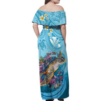 Personalized Hawaii Sea Turtle Family Matching Off Shoulder Maxi Dress and Hawaiian Shirt Hawaii Map Ocean Vibes LT01 - Polynesian Pride