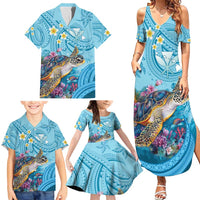 Personalized Hawaii Sea Turtle Family Matching Summer Maxi Dress and Hawaiian Shirt Hawaii Map Ocean Vibes