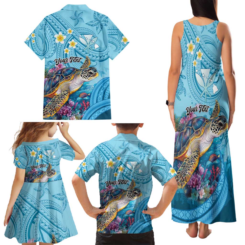 Personalized Hawaii Sea Turtle Family Matching Tank Maxi Dress and Hawaiian Shirt Hawaii Map Ocean Vibes