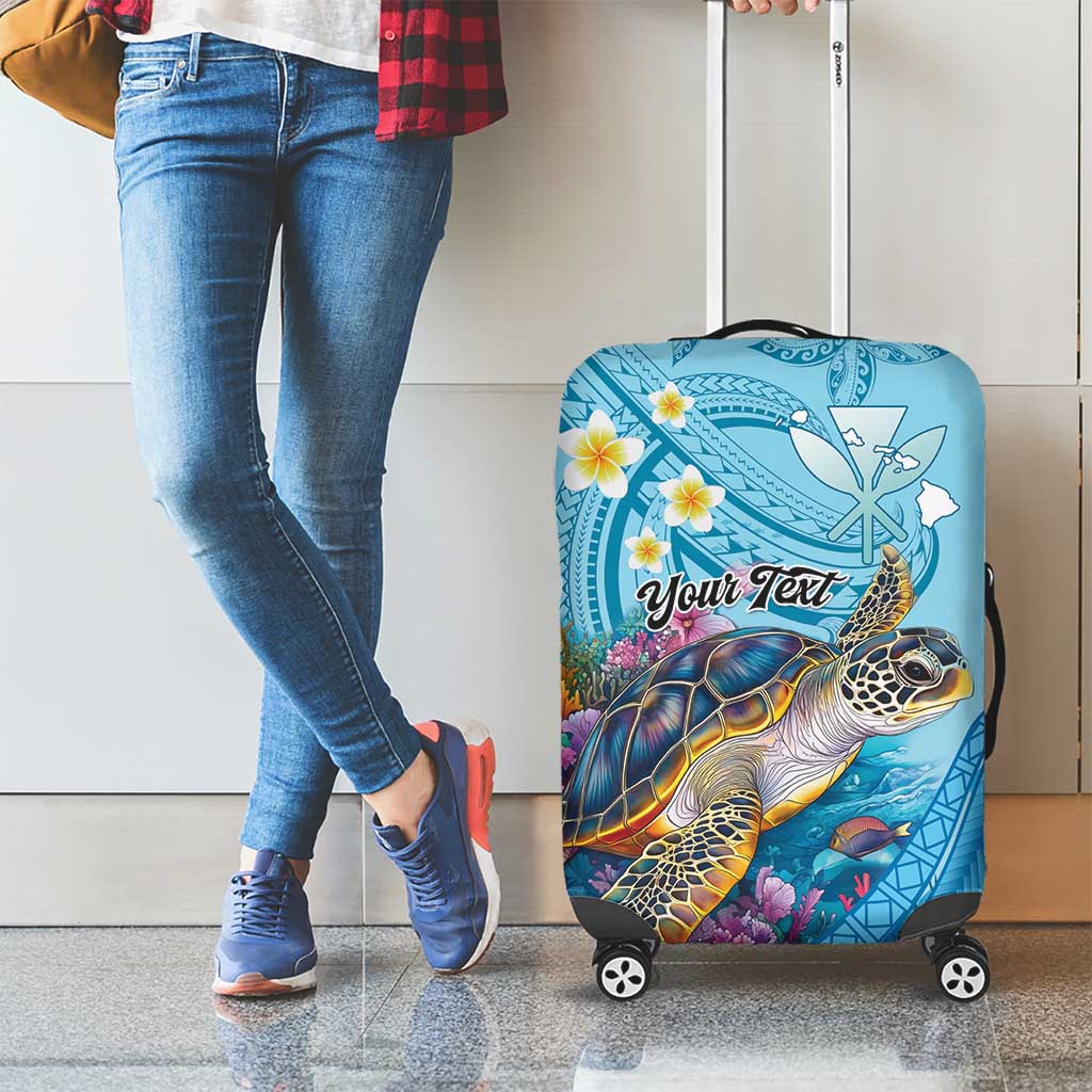 Personalized Hawaii Sea Turtle Luggage Cover Hawaii Map Ocean Vibes
