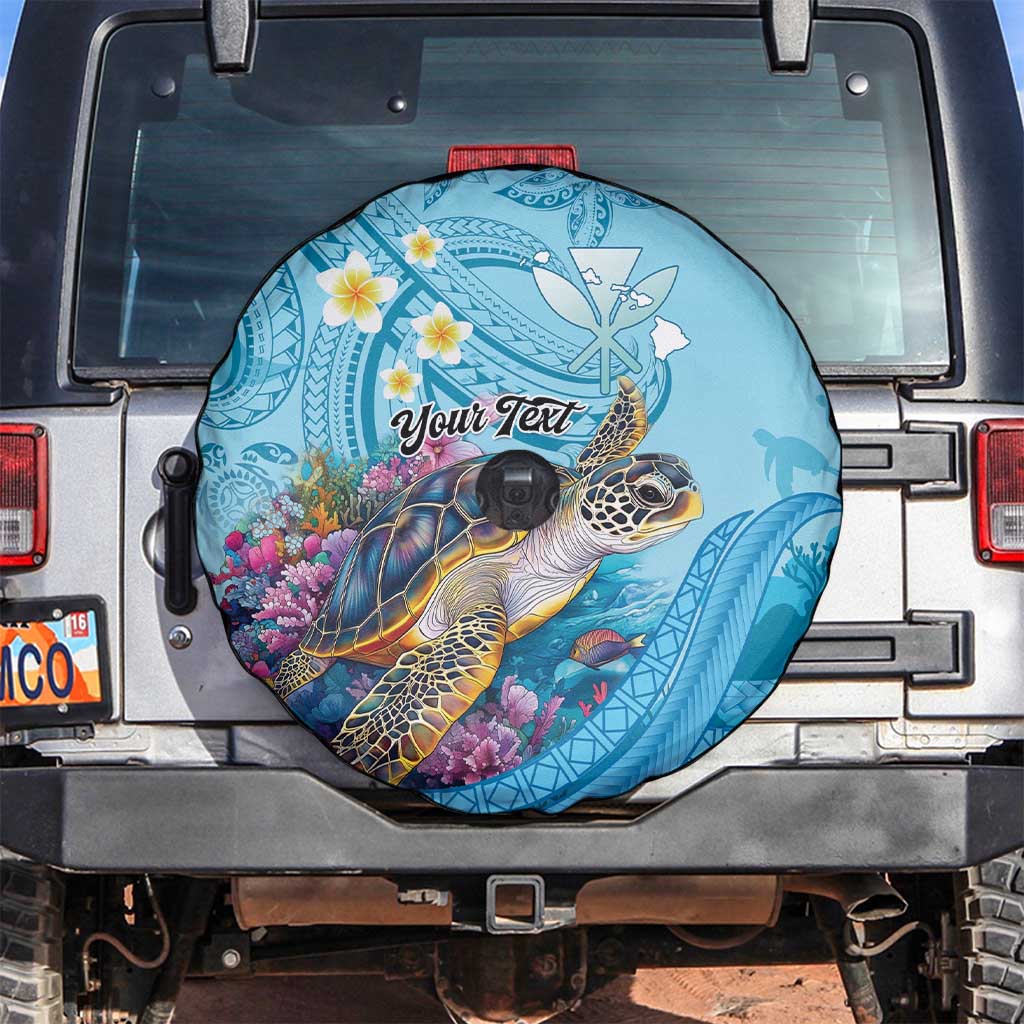 Personalized Hawaii Sea Turtle Spare Tire Cover Hawaii Map Ocean Vibes LT01 Blue - Polynesian Pride