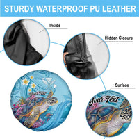 Personalized Hawaii Sea Turtle Spare Tire Cover Hawaii Map Ocean Vibes LT01 - Polynesian Pride
