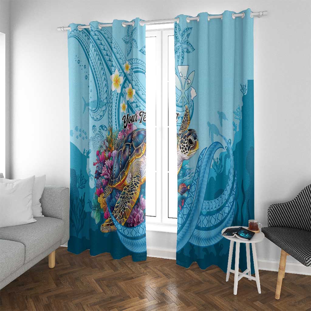 Personalized Hawaii Sea Turtle Window Curtain Hawaii Map Ocean Vibes