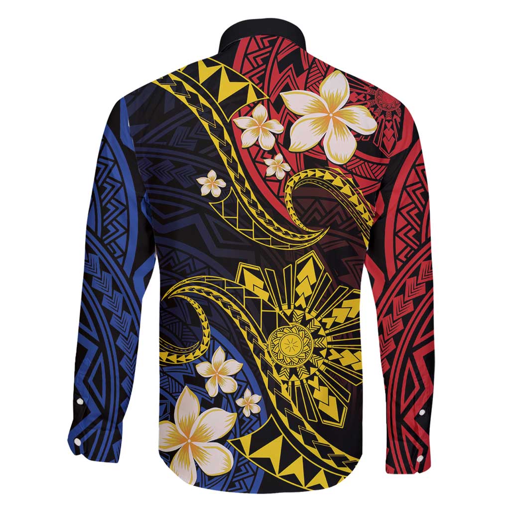 Philippines Spirit Tribal Sun Plumeria Family Matching Off Shoulder Maxi Dress and Hawaiian Shirt Red And Blue Polynesian Pattern LT01 - Polynesian Pride