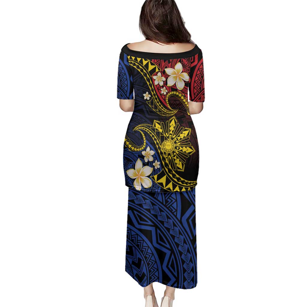 Philippines Spirit Tribal Sun Plumeria Family Matching Puletasi and Hawaiian Shirt Red And Blue Polynesian Pattern LT01 - Polynesian Pride