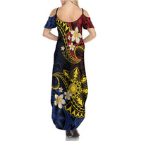 Philippines Spirit Tribal Sun Plumeria Family Matching Summer Maxi Dress and Hawaiian Shirt Red And Blue Polynesian Pattern LT01 - Polynesian Pride