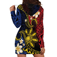 Philippines Spirit Tribal Sun Plumeria Hoodie Dress Red And Blue Polynesian Pattern LT01 - Polynesian Pride