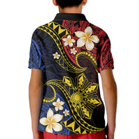 Philippines Spirit Tribal Sun Plumeria Kid Polo Shirt Red And Blue Polynesian Pattern LT01 - Polynesian Pride