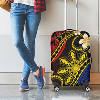 Philippines Spirit Tribal Sun Plumeria Luggage Cover Red And Blue Polynesian Pattern LT01 - Polynesian Pride