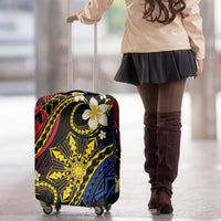 Philippines Spirit Tribal Sun Plumeria Luggage Cover Red And Blue Polynesian Pattern LT01 - Polynesian Pride