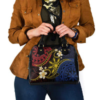 Philippines Spirit Tribal Sun Plumeria Shoulder Handbag Red And Blue Polynesian Pattern