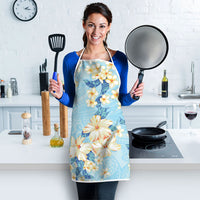 Hawaii Hibiscus Plumeria Blue Apron Polynesian Pattern