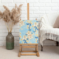 Hawaii Hibiscus Plumeria Blue Canvas Wall Art Polynesian Pattern