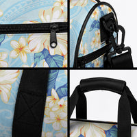 Hawaii Hibiscus Plumeria Blue Duffle Bag Polynesian Pattern